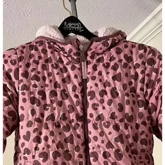 Girl's Winter Puffer Jacket Coat Reversible Sherpa-pink-Cat & Jack-Size Medium - Picture 1 of 13